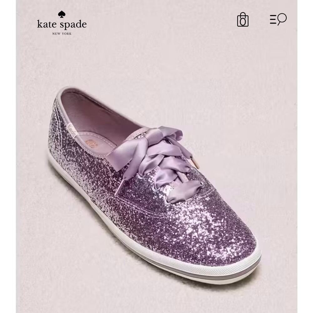 Keds Kate Spade New York Champion Purple lavender Glitter Sneakers sz 8.5